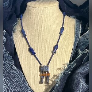 Artisan Lapis Lazuli Beaded Stationery Necklace